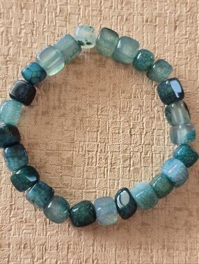 Green Agate Beaded Stretch Bracelet
